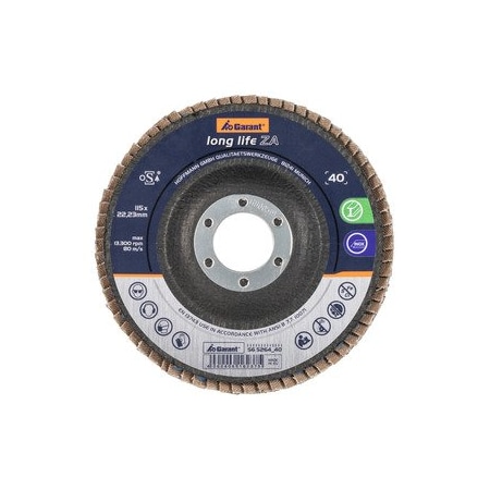 Garant Abrasive flap disc long life ZA, conical, Dia 115 mm, Grit: 40 565264 40